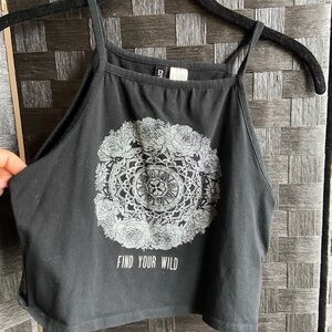 H&M Black Graphic Crop Top